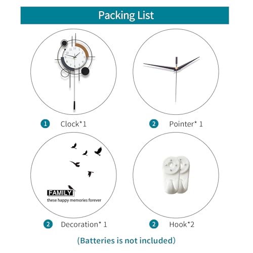 Large Wall Clocks for Living Room Decor Modern Silent Wall Clock - size: 14*23 inch