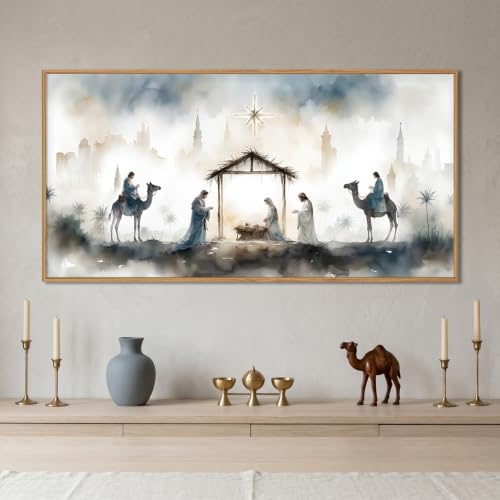 DRACIT Catholic Jesus Nativity Scene Framed Canvas Wall Art Set-20"x40" - color: Jesus Nativity Wall Art, size: 40"L x 20"W