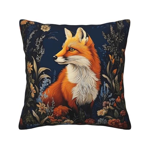 William Morris Abstract Vintage Floral Fox Design 18x18 inches Throw Pillow Covers Square Pillowcases Decor for Bed Couch Sofa Living Room Cushion Covers - color: Color-2, size: 18" x 18" (Pack of 1)