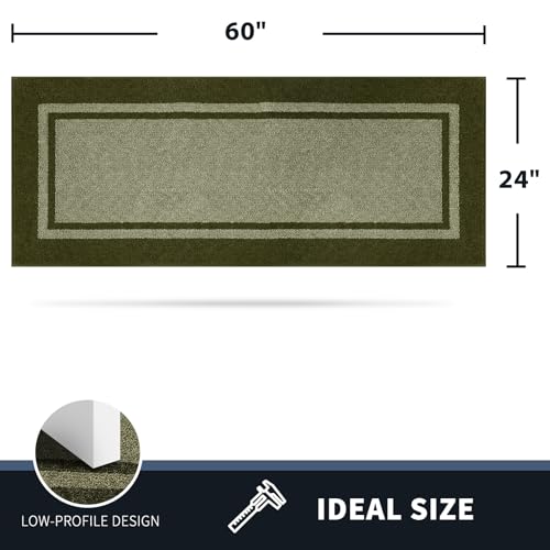 PURRUGS Hallway Runner Rug, 24" x 60", Budding Green & Sage Green - color: Budding Green & Sage Green, size: 24" X 60"