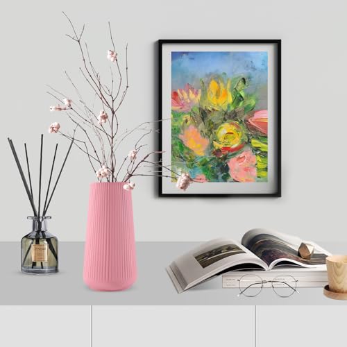 All Pink Ceramic Vase, GUKJOB Small Cute Flower Vase for Pampas Grass, Home, Living Room, Dining Table, Farmhouse, Office Decor, Bedroom, Table, and Kitchen Shelf (All Pink) - color: Small All Pink - 1pc