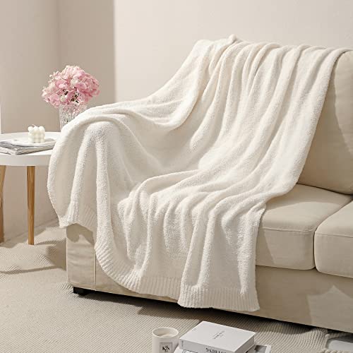 bearberry Knit Throw Blanket 40x50 Cream Super Soft Plush for Couch - color: Cream, size: Kids(40″x50″)