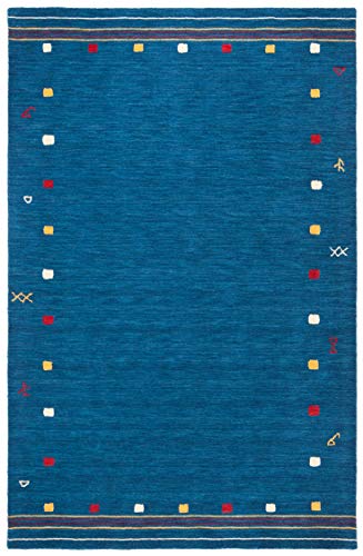 SAFAVIEH Himalaya Collection Accent Rug - 4' x 6', Blue, Handmade Boho Tribal Wool, Ideal for High Traffic Areas in Entryway, Living Room, Bedroom (HIM563M) - color: Blue, size: 4' x 6' (Rectangular)