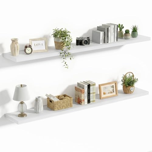 Vivelove 10 Inch Deep Floating Shelves for Wall 55” Set of 2, White - color: White, size: 55”wx10.2”dx1.5”h