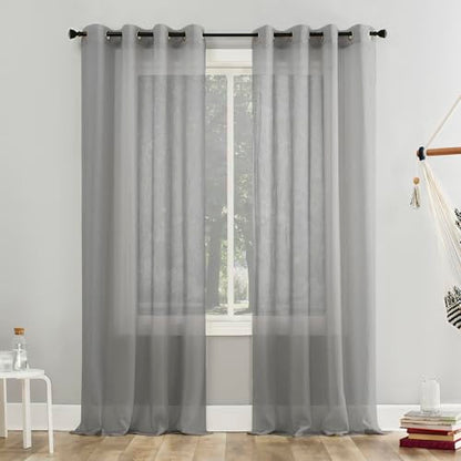 No. 918 Erica Crushed Sheer Voile Grommet Curtain Panel - color: Silver Gray, size: 51"W x 63"L (Pack of 1)