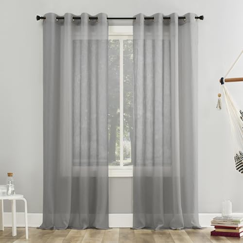 No. 918 Erica Crushed Sheer Voile Grommet Curtain Panel - color: Silver Gray, size: 51"W x 84"L (Pack of 1)