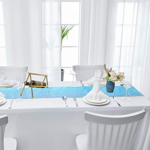 Pufogu 12 x 72 inches Mermaid Blue Sequin Table Runner, 2 Packs - color: Mermaid Blue