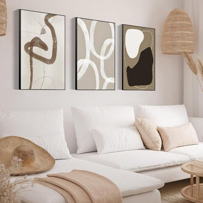 Framed Abstract Black Stroke Lines Canvas Painting,24x32 In - color: White