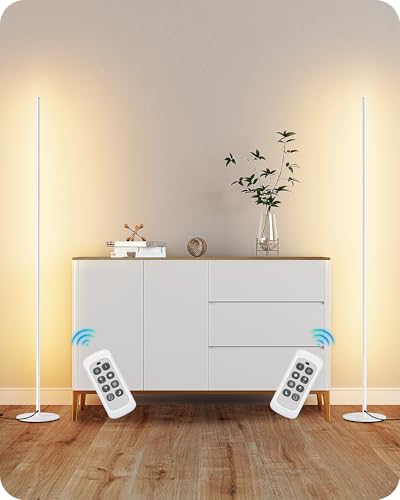 EDISHINE 2 Pack 57.5” Floor Lamps with Remote, Stepless Dimmable & 7 CCT - color: White