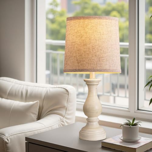 22" Farmhouse Table Lamps Set of 2, Rustic Bedside Lamps for Bedroom - color: B. Antique White