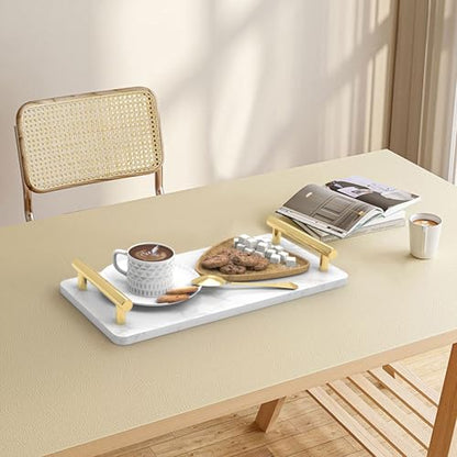 XZHXFX Marble Bathroom Tray with Gold Handles,Small, - color: Gold, size: 10.6" x 4.7" x 2"