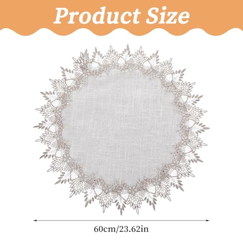 23.6 Inch Round Linen Doily, Gray Linen Doily Scarf Place Mats