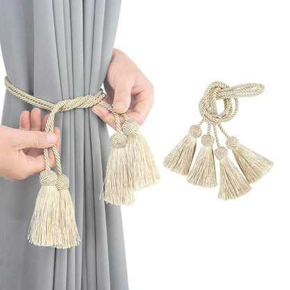 Elegant Tassel Curtain Tiebacks Rope Curtain Tie Backs for Windows Porlau - color: Beige