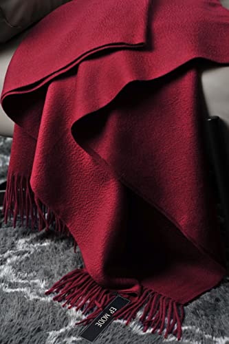 EP Mode 100% Pure Cashmere Throw Blanket for Sofa, Merlot - color: Merlot