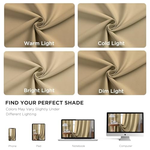 Joydeco Blackout Curtains 108 Inches Long, Thermal Insulated Black Out Curtains 2 Panels Set, Room Darkening Drapes for Living Room Window Rod Pocket Back Tab (W52 x L108 Inch, Beige) - color: Beige, size: 52"W x 108"L (Pack of 2)