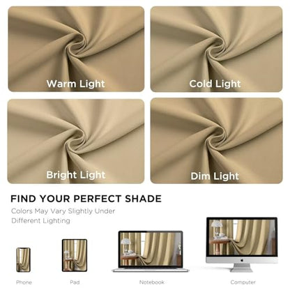 Joydeco Blackout Curtains 108 Inches Long, Thermal Insulated Black Out Curtains 2 Panels Set, Room Darkening Drapes for Living Room Window Rod Pocket Back Tab (W52 x L108 Inch, Beige) - color: Beige, size: 52"W x 108"L (Pack of 2)