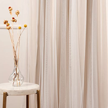Best Home Fashion Set of 2 Lace Tulle Overlay Thermal Insulated Solid Blackout, Stainless Steel Nickel Grommet Window Panels for Bedroom, Living Room, Dining Room - 52" W x 63" L, Biscuit - color: Biscuit, size: 52"W x 63"L (Pack of 2)