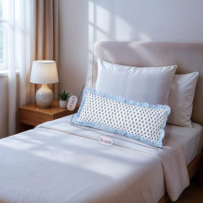 CPC Arctic Blue Block Print Ruffle Sham Pillow Cover 14x36 Inch, Pack of 1 - color: Arctic Blue, size: 36" x 14" (Pack of 1)