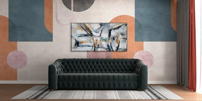 Yihui Arts Hand Painted Framed Abstract Canvas Wall Painting with Gold Foil - color: Framed Abstract Pictured, size: 32"L x 16"W