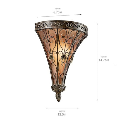 Kichler Marchesa 14.75" 1-Light Wall Sconce Light, Terrene Bronze