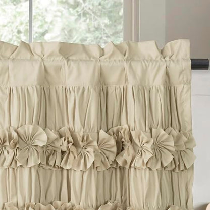 HIG 2 Pack Camel Handcrafted Window Treatment Tiers Curtains, 30"x24" - color: Camel, size: 30"W x 24"L (Pack of 2)
