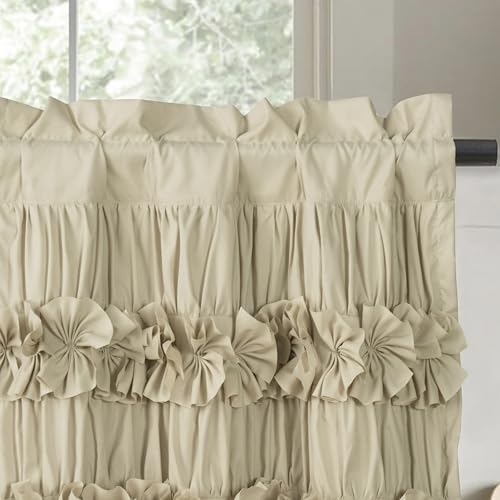 HIG 2 Pack Camel Handcrafted Window Treatment Tiers Curtains, 30"x24" - color: Camel, size: 30"W x 24"L (Pack of 2)