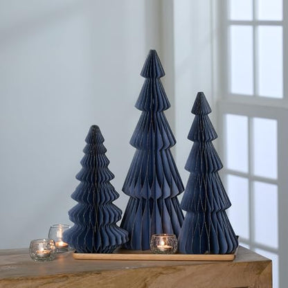 Your Heart's Content Honeycomb Paper Trees, Set of 3 (Large Set 3 Blue) - color: Large Set 3 Navy