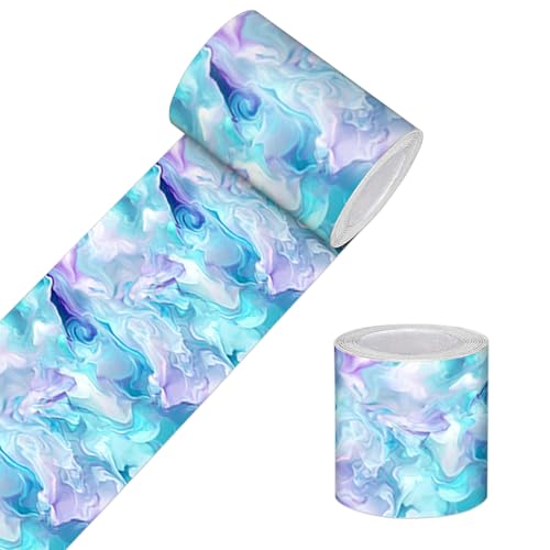 HOMETITUTE Peel and Stick Wallpaper Border 4x196in Watercolor Pattern - color: Blue purple texture