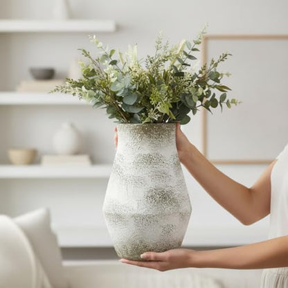 Grey Rustic Ceramic Vase, 11 Inch - color: Rustic Gray, size: 11 inch