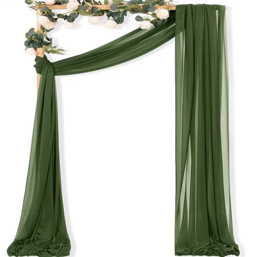 Sheer Gauze Wedding Arch Draping Fabric 29" x 20 FT 1 Panel Moss Green - color: Olive Green, size: 29"w x 240"l (Pack of 1)