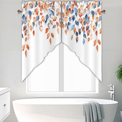 Fall Leaves Swag Curtains 1 Pair, Window Treatment 28x36 in - color: Fall Yellow5, size: 28"W x 36"L (Pack of 2)