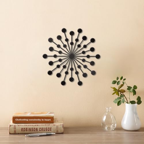 DUOOLN 3 Pcs Metal Sunburst Wall Art, Modern Starburst Decor Sculptures - color: Black - Sun