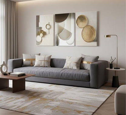 LAJDXSX 3 Pcs Abstract Gold Geometric Boho Canvas Wall Art 16x24in - color: Abstract-Metal, size: 16x24 in