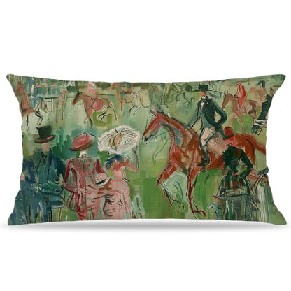 Abstract Green Horse Equestrian Lumbar Throw Pillow Cover 12x20 - color: Abstract Green -16