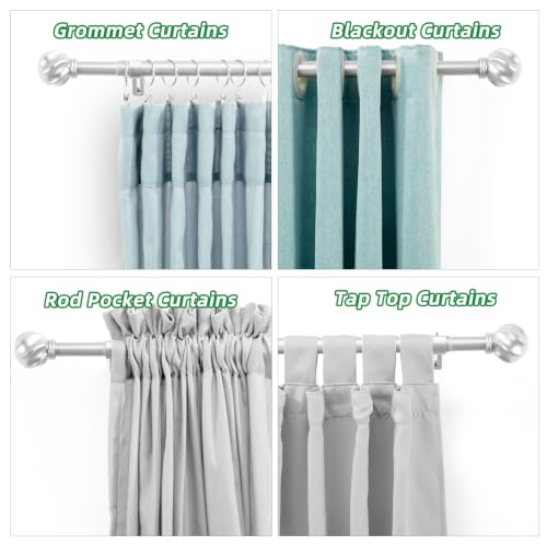 LLPJS Curtain Rods 16-92", 1 in Adjustable Silver Rod with Finials, 1 Pack - color: Satin Silver, size: 16" to 92" - 1 pack