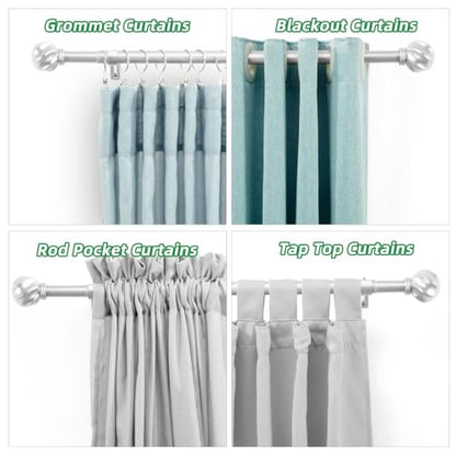LLPJS Curtain Rods 16-76", 1 in Adjustable Silver Rod with Finials, 1 Pack - color: Satin Silver, size: 16" to 76" - 1 pack
