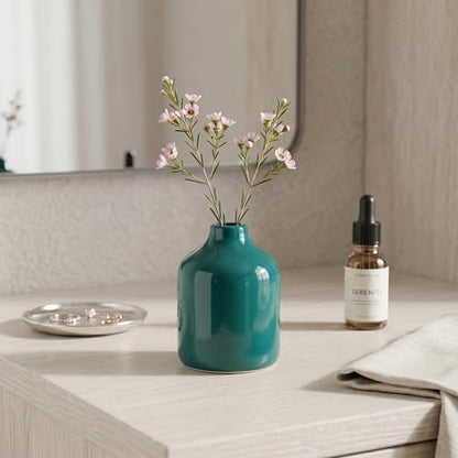 Sunddo Small Green Ceramic Bud Vase, 4 Inch - color: Dark Green, size: 4 inch