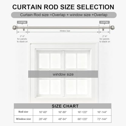 Brushed Nickel Curtain Rods 16-120 Inch Heavy Duty 1 Inch Diameter - color: Nickel, size: 16"-120"|1 Pack