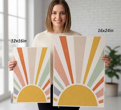 HLEOXPY 3 Pieces Nursery Boho Canvas Wall Art 16x24in Unframed - color: boho-Poster, size: 16x24in