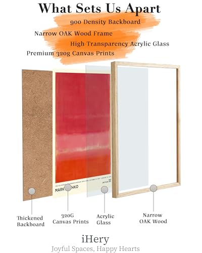 iHery 16x20in Natural OAK Wood Framed Red Pink Abstract Wall Art - color: OAK Framed Rothko Red, size: 20"L x 16"W