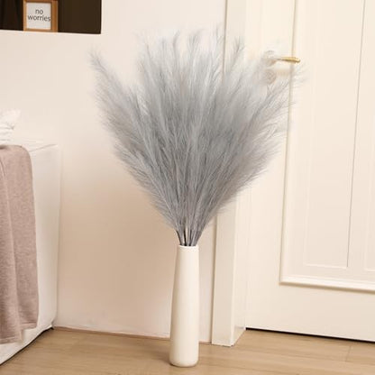 Wertuirk Silver Pampas Grass Decor, 8 Pcs 45 Inch Tall Large Faux Pompous - color: Silver