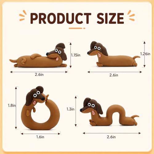 Dachshund Monitor Buddy Figurines, Set of 4 - color: Brown-dachshund