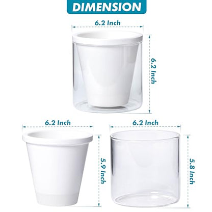 D'vine Dev Self-Watering White Terracotta Planter Pot, 6 in, 37-X-B-2 - color: White, size: 6 Inch