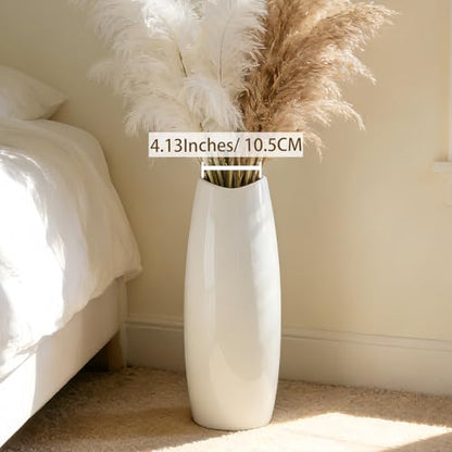 White Tall Ceramic Floor Vase, 15.7 Inch, Oval Design - color: Shape 1, size: 16 Inch