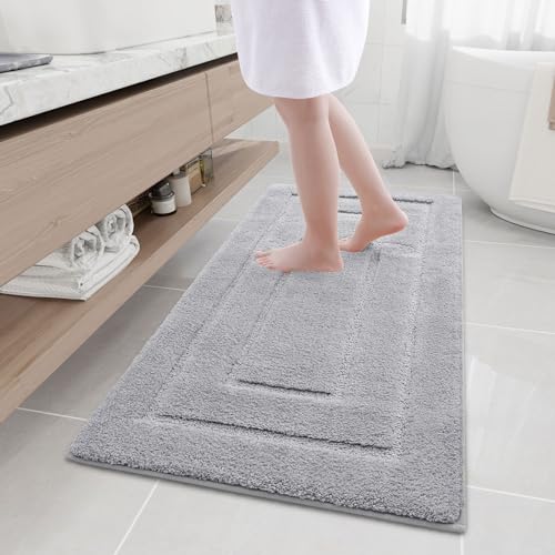 Buganda Microfiber Bathroom Rugs 47x24, Soft Shaggy Absorbent Bath Rugs - color: Grey, size: 47" X 24"