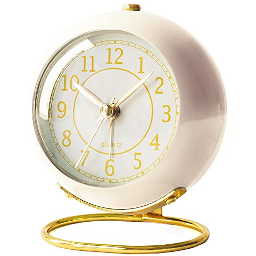 AYRELY® Battery Operated Analog Desk Alarm Clock with Light, Table Clock - color: Cream