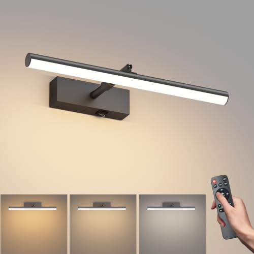 Tipace Dimmable Cordless Picture Light with Controller and Timer, Rechargeable 10000mAh Battery Wall Sconce for Wall Pictures, Gallery Artwork, Paintings, Portraits, Dartboards (Black) - color: Black