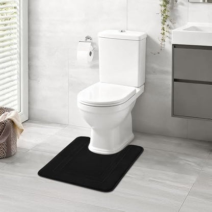 Cupic Cupid Memory Foam Toilet Rug 24"×20", U-Shaped Bath Mat, Sage Green - color: Black, size: 1'8" x 2' (24" x 20"（U-Shape）)