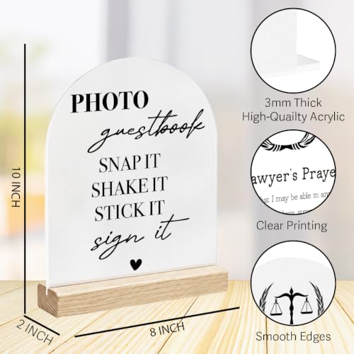 Photo Guest Book Sign for Wedding Baby Shower Bridal Shower Clear Acrylic - color: TMPhoto