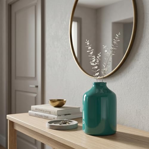 Sunddo Green Ceramic Vase, 8 Inch - color: Dark Green, size: 8 inch